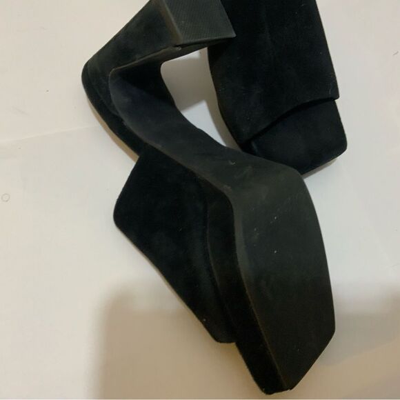 Jeffrey Campbell open toe  Black Suede Block Heels Size 7 - Picture 5 of 9